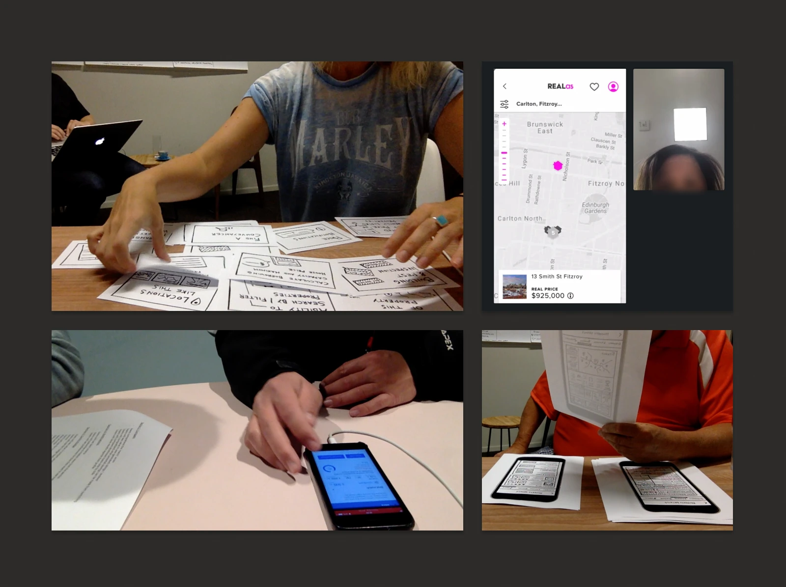 REALas property app prototyping: paper concept cards, mobile usability test, and high-fidelity map screen