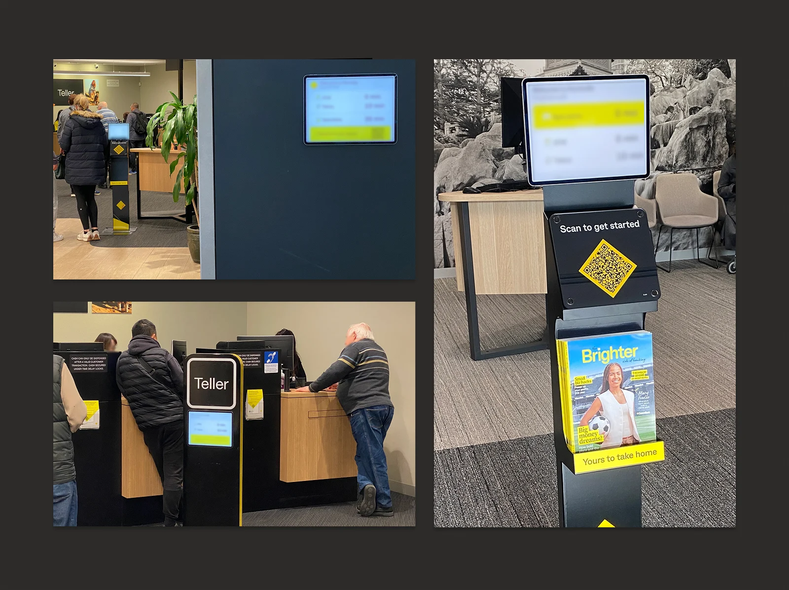 CommBank wizard-of-oz in-branch information screen experiment with teller and concierge stand